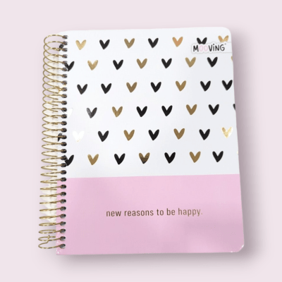 CUADERNO MEDIA OFICIO CHIC 3 MATERIAS BLANCO CORAZONES ROSA