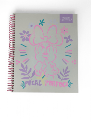 CUADERNO MINNIE ARTEL PETAL PERFECT: ESCOLAR, ESPIRAL SIMPLE, 120 HOJAS, DISEÑO FLORAL