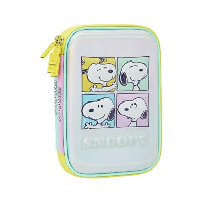 ESTUCHE DOBLE CIERRE EVA SNOOPY PLATEADO
