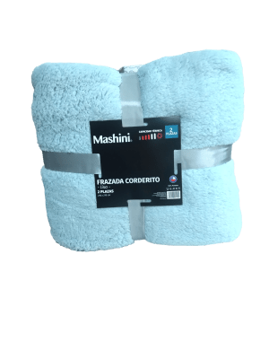 FRAZADA POLAR SHERPA MASHINI CELESTE