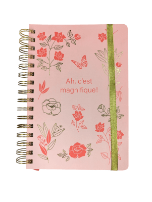 LIBRETA ESPIRALADA ROSADA MOOVING PARIS 80HJS LINEADO A5