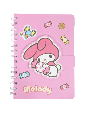 LIBRETA MY MELODY SANRIO CON ESPIRAL Y VELCRO - 80 HOJAS RAYADAS - 20X14CM.