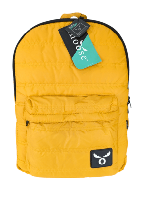 MOCHILA ESCOLAR MOOSE PARKA AMARILLA CON PORTA LAPTOP Y AJUSTE ELÁSTICO: URBANA, VIAJES, CLASES