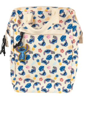 MOCHILA STITCH FLORAL MANGO: JUVENIL, CON PORTA LAPTOP Y MULTIPLES BOLSILLOS