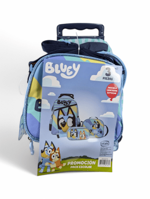 PACK ESCOLAR BLUEY CON RUEDAS: MOCHILA, LONCHERA Y ESTUCHE DISNEY 2025