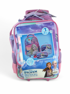 PACK ESCOLAR FROZEN CON RUEDAS: MOCHILA, LONCHERA Y ESTUCHE DISNEY 2025