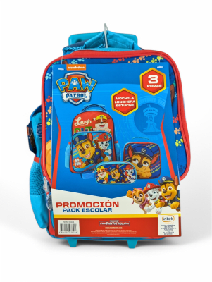 PACK ESCOLAR PAW PATROL BOY CON RUEDAS: MOCHILA, LONCHERA Y ESTUCHE DISNEY 2025