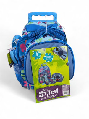 PACK ESCOLAR STITCH CON RUEDAS: MOCHILA, LONCHERA Y ESTUCHE DISNEY 2025