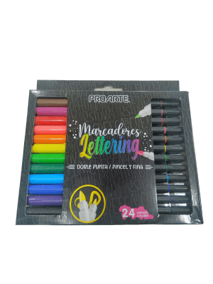 MARCADOR PROARTE DOBLE PUNTA LETTERING 24 COLORES