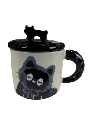 TAZÓN DE CERÁMICA DE GATO CON TAPA