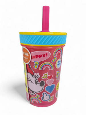 VASO ANTIVUELCO MINNIE MOUSE CON BOMBILLA DE SILICONA - 370 ML