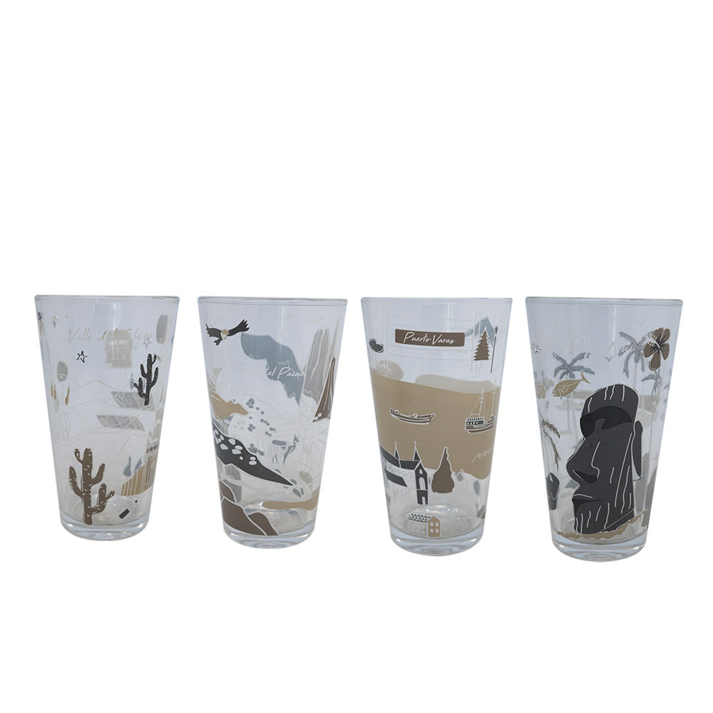 SET 4 VASOS CIUDADES DE CHILE GLASSO2