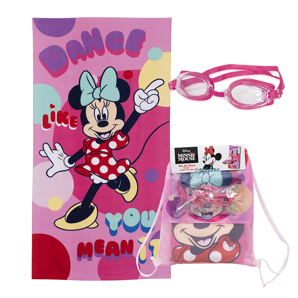 SET TOALLA 70X140 + LENTES DE AGUA MINNIE DANC1