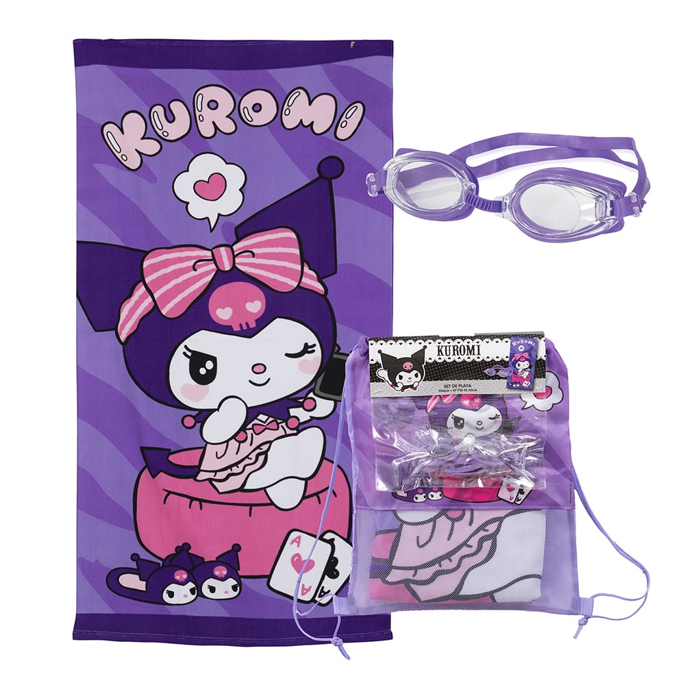 SET TOALLA 70X140 + LENTES DE AGUA KUROMI MORA1
