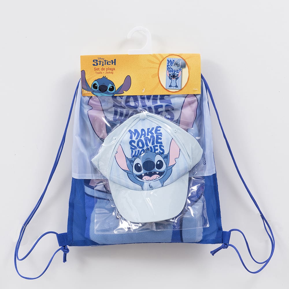 SET TOALLA PLAYA 70X140 + JOCKEY STITCH OLAS4