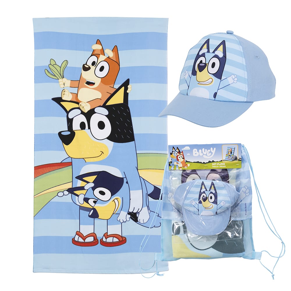 SET TOALLA PLAYA 70X140 + JOCKEY BLUEY FAMILIA1