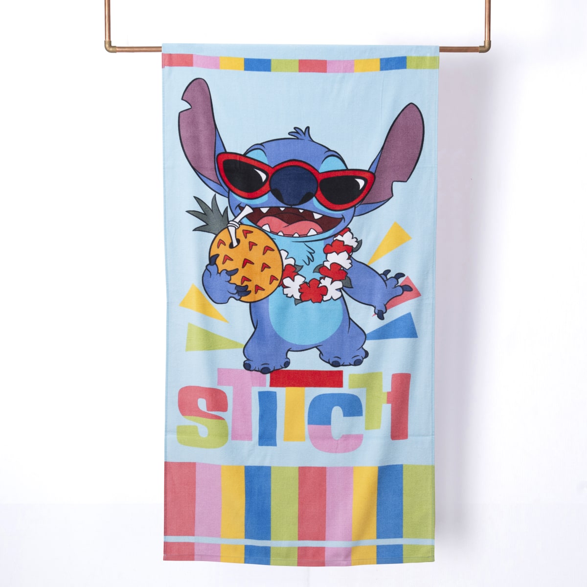 TOALLA PLAYA C/ BOLSO STITCH MULTICO NEW1