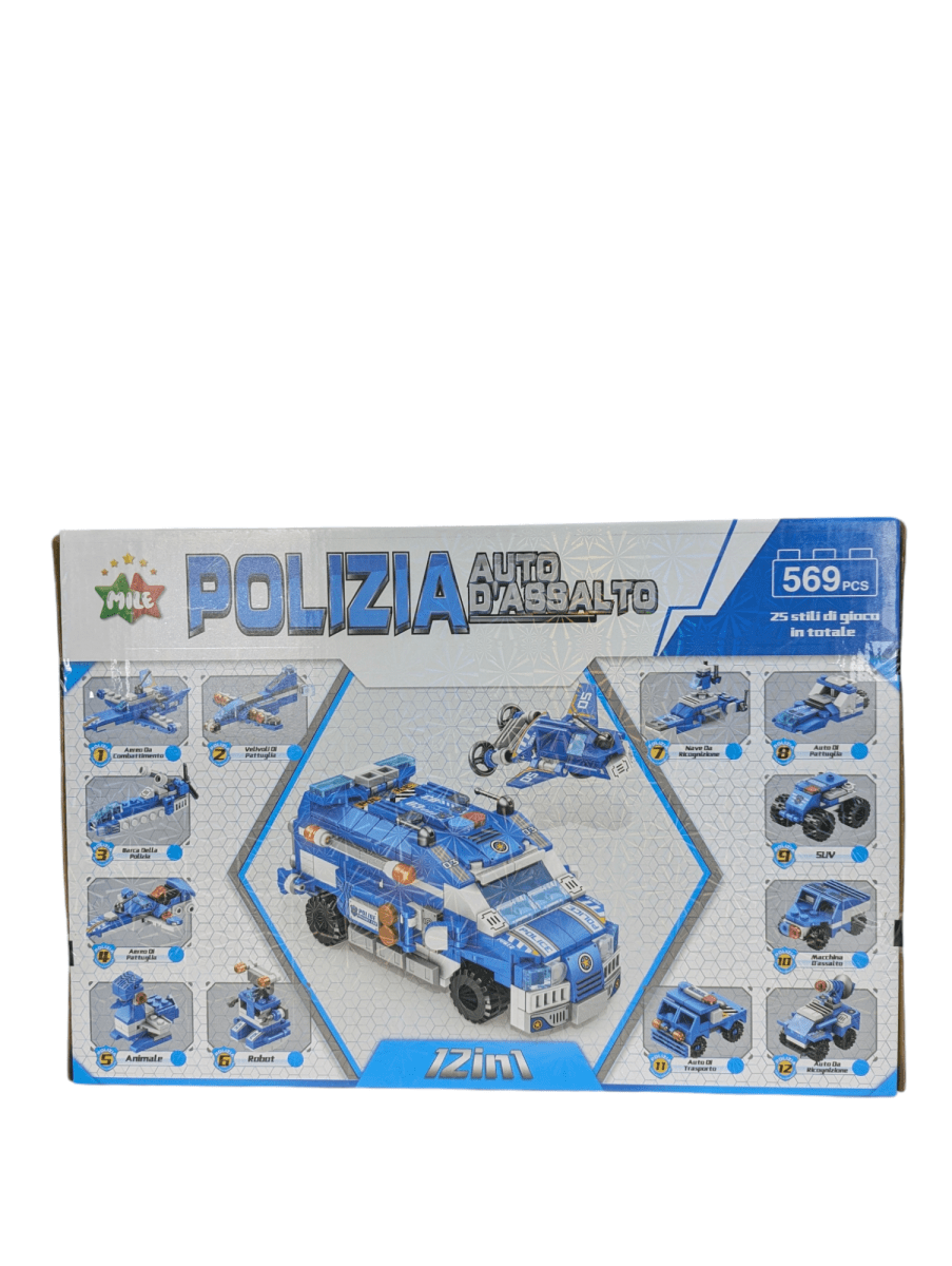 BLOQUES DE CONSTRUCCION AUTO DE ASALTO POLICIAL 569 PZS, 25 EN 12