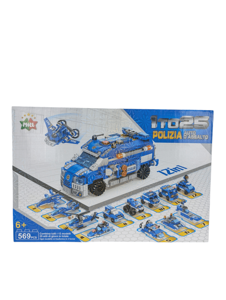 BLOQUES DE CONSTRUCCION AUTO DE ASALTO POLICIAL 569 PZS, 25 EN 11