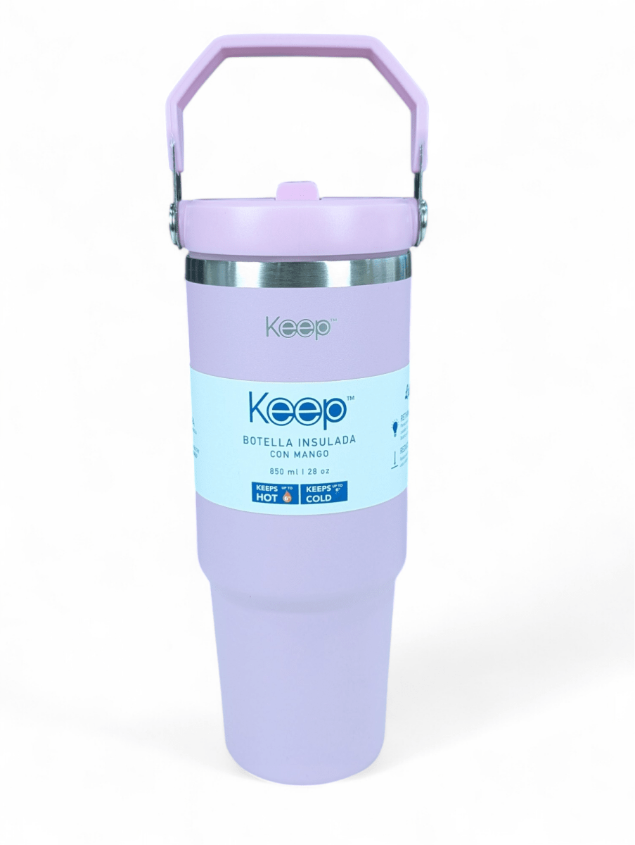 BOTELLA INSULADA CON MANGO KEEP PALO DE ROSA 28 OZ (850 ml.) - Mantiene Frío y Calor1