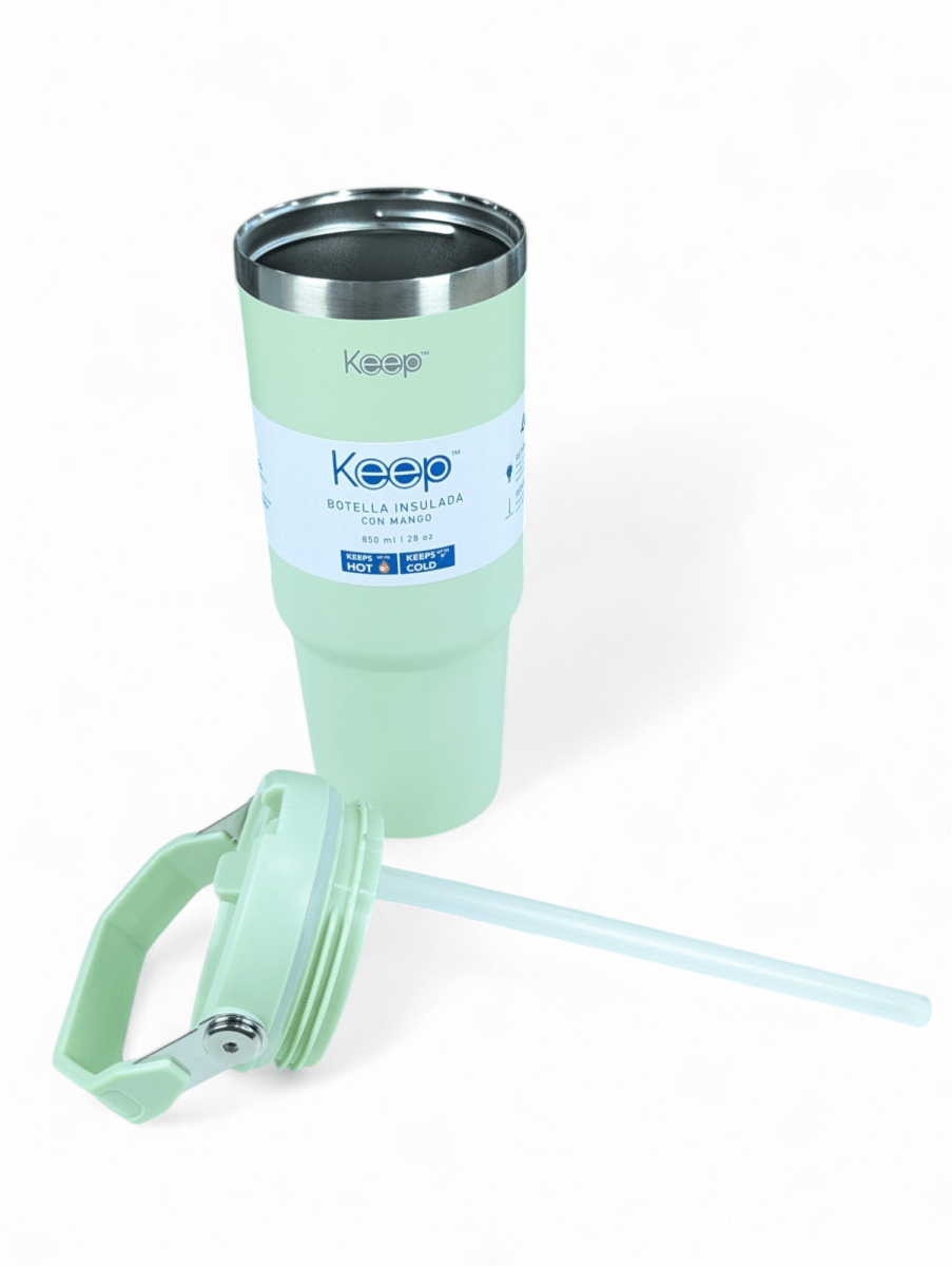 BOTELLA INSULADA CON MANGO KEEP VERDE 28 OZ (850 ml.) - Mantiene Frío y Calor3