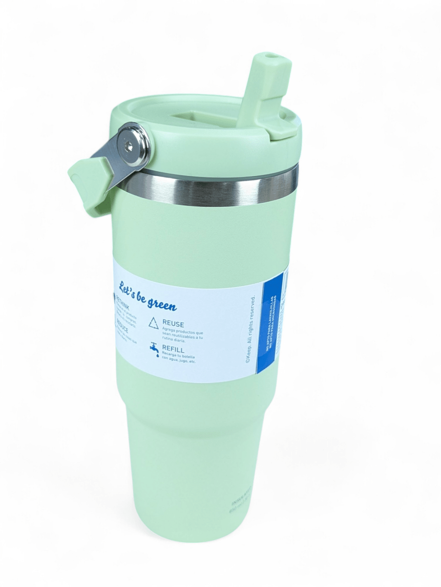 BOTELLA INSULADA CON MANGO KEEP VERDE 28 OZ (850 ml.) - Mantiene Frío y Calor2