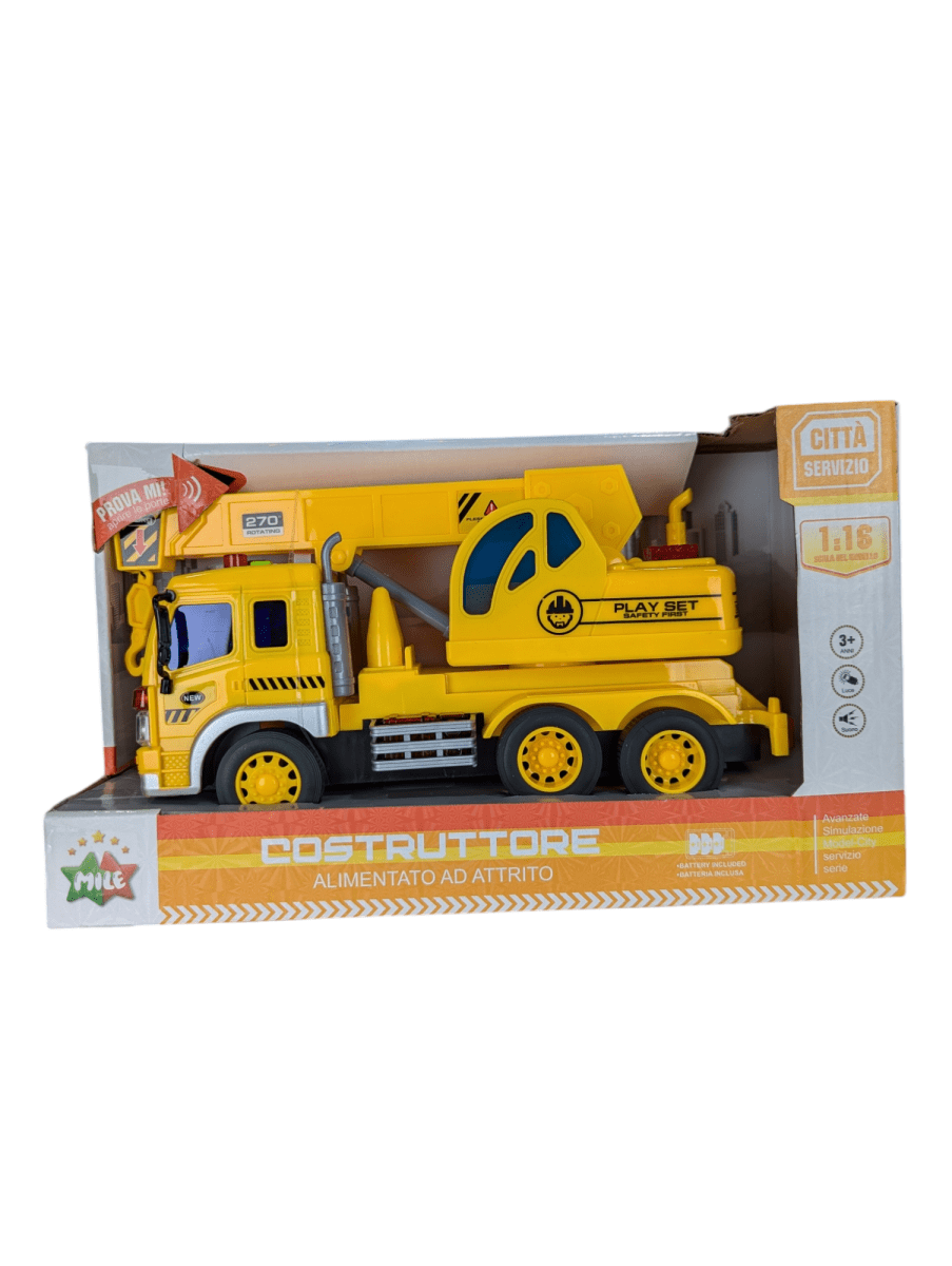 CAMIÓN DE CONSTRUCCIÓN GRUA AMARILLO ¡LUCES, SONIDO Y ACCIÓN REALISTA!1