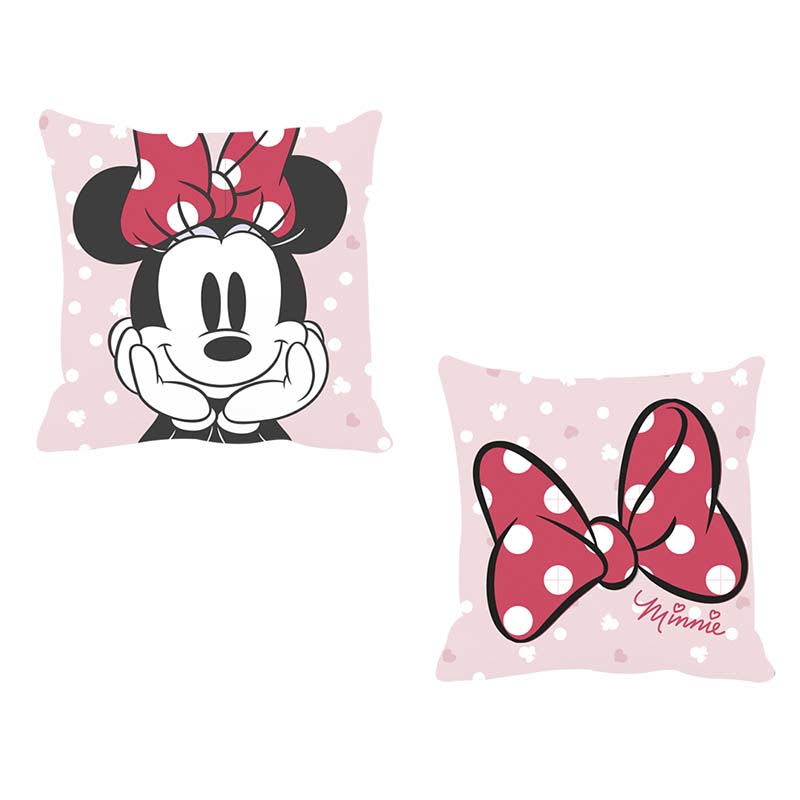 COJÍN VELOUR MINNIE COQUETE 40X40 cm - DISEÑO ROSA CON LUNARES, SÚPER SUAVE3
