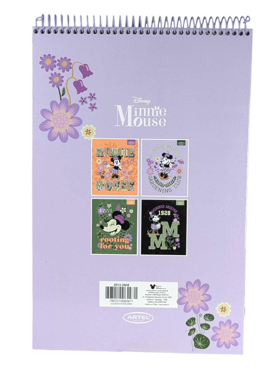 CROQUERA MINNIE MOUSE GARDENING CLUB: 80 HOJAS, PARA DIBUJO Y BOCETOS, TAMAÑO 21 X 322