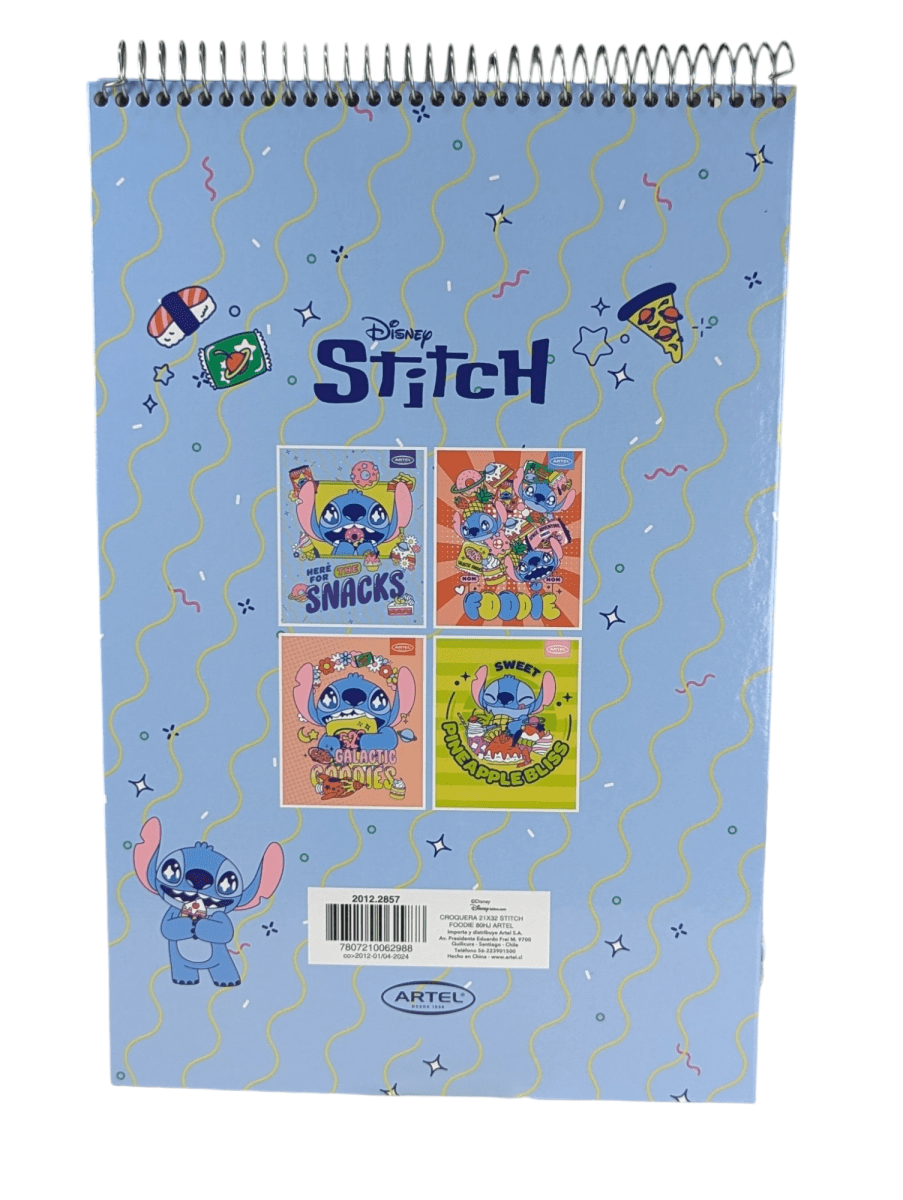 CROQUERA STITCH HERE FOR THE SNACKS: 80 HOJAS, DISEÑO 