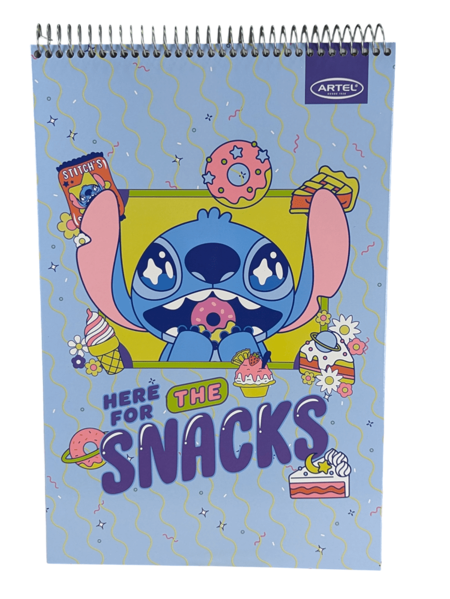 CROQUERA STITCH HERE FOR THE SNACKS: 80 HOJAS, DISEÑO 