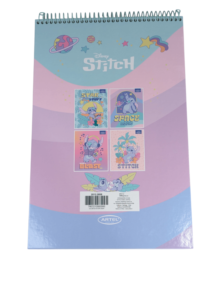 CROQUERA STITCH SPACE ROCKS: 80 HOJAS, TAMAÑO 21X322