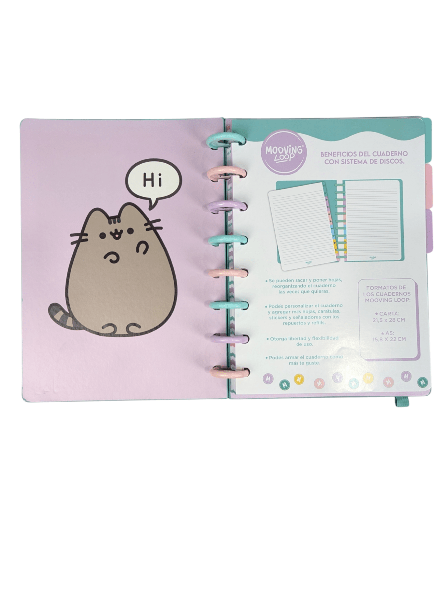 CUADERNO A DISCOS A5 PUSHEEN MOOVING - HOJAS REPOSICIONABLES2