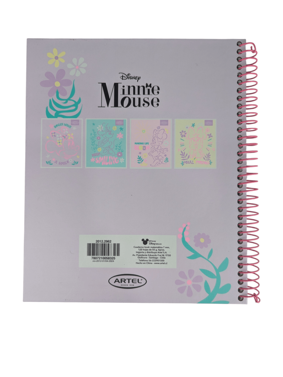 CUADERNO BOOK ARTEL MINNIE BEGIN WITH A SMILE: 120 HOJAS, ESCOLAR, DISEÑO INSPIRADOR4