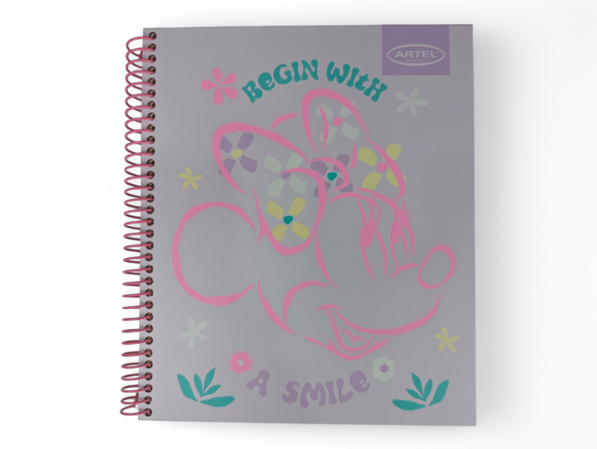 CUADERNO BOOK ARTEL MINNIE BEGIN WITH A SMILE: 120 HOJAS, ESCOLAR, DISEÑO INSPIRADOR1