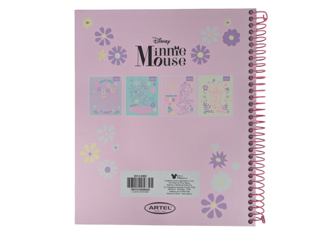 CUADERNO BOOK ARTEL MINNIE MAKING LIFE BLOOM: ESCOLAR, ESPIRAL SIMPLE, 120 HOJAS2