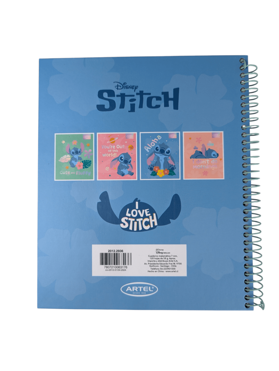 CUADERNO BOOK ARTEL STITCH PASTEL: MATEMÁTICAS, 120 HOJAS, TAPA DURA4