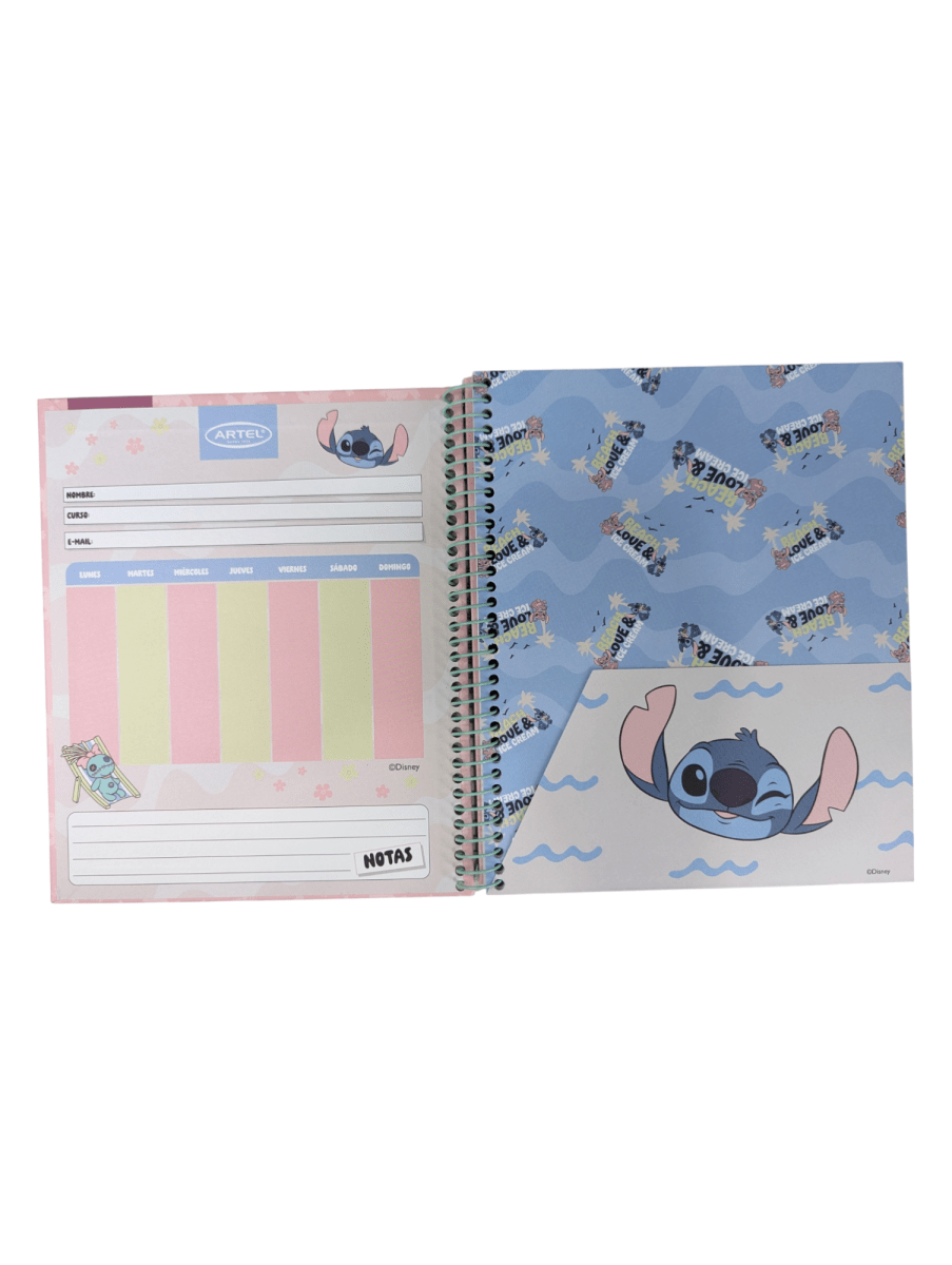 CUADERNO BOOK ARTEL STITCH RELAX: 120 HOJAS, TAPA DURA, ESPIRAL SIMPLE2