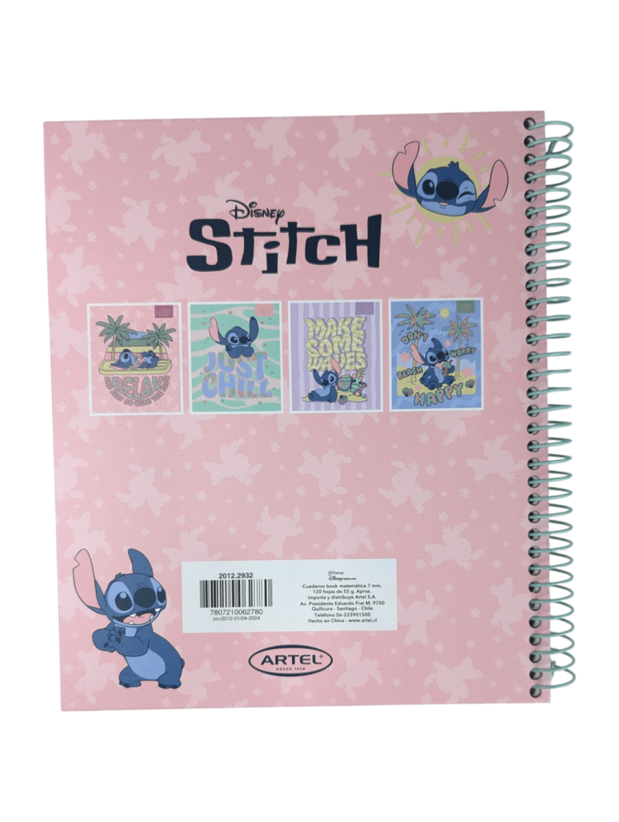 CUADERNO BOOK ARTEL STITCH RELAX: 120 HOJAS, TAPA DURA, ESPIRAL SIMPLE4