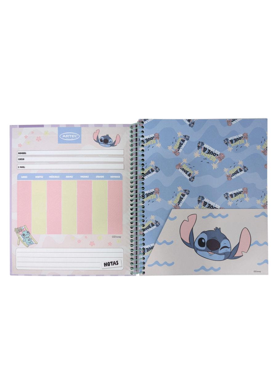 CUADERNO BOOK ARTEL STITCH WAVES DE 120 HOJAS PARA MATEMÁTICAS2