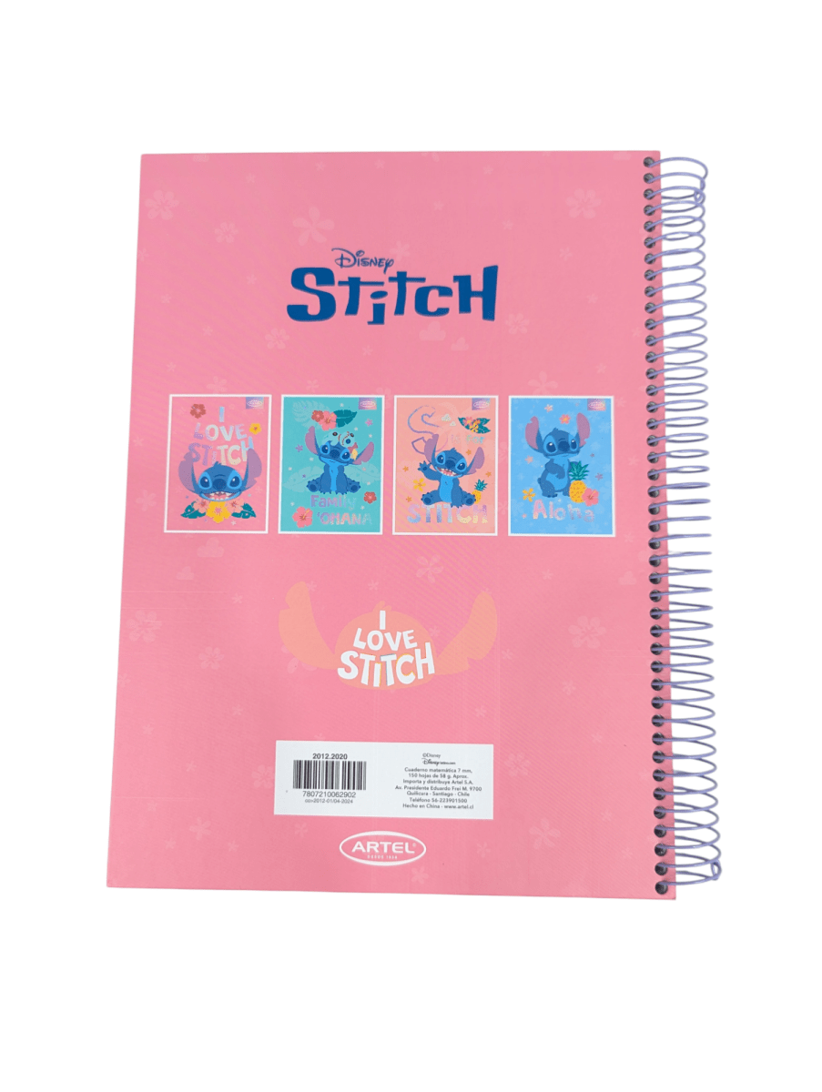 CUADERNO ESPECIAL ARTEL 150 HOJAS I LOVE STITCH TAMAÑO CARTA2