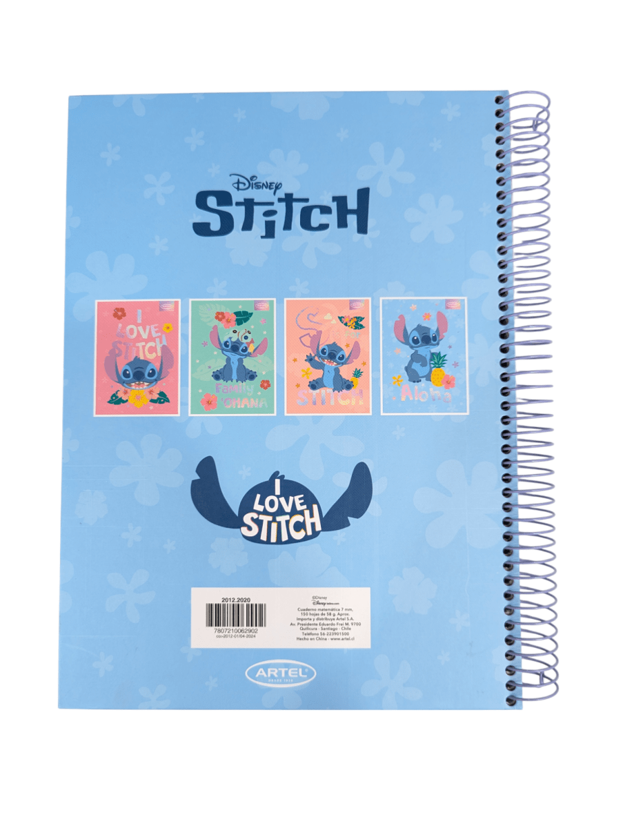 CUADERNO ESPECIAL ARTEL 150 HOJAS STITCH ALOHA TAMAÑO CARTA4