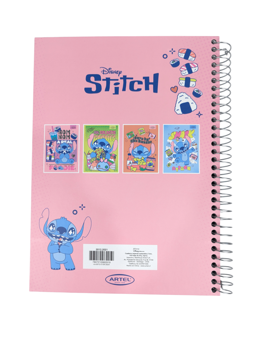 CUADERNO ESPECIAL ARTEL 150 HOJAS STITCH FOODIE TAMAÑO CARTA5