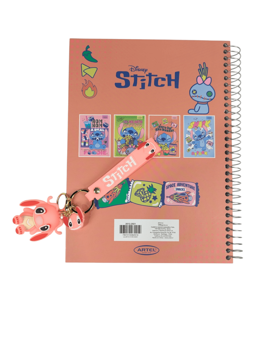 CUADERNO ESPECIAL ARTEL 150 HOJAS STITCH HERE FOR THE SNACKS TAMAÑO CARTA5