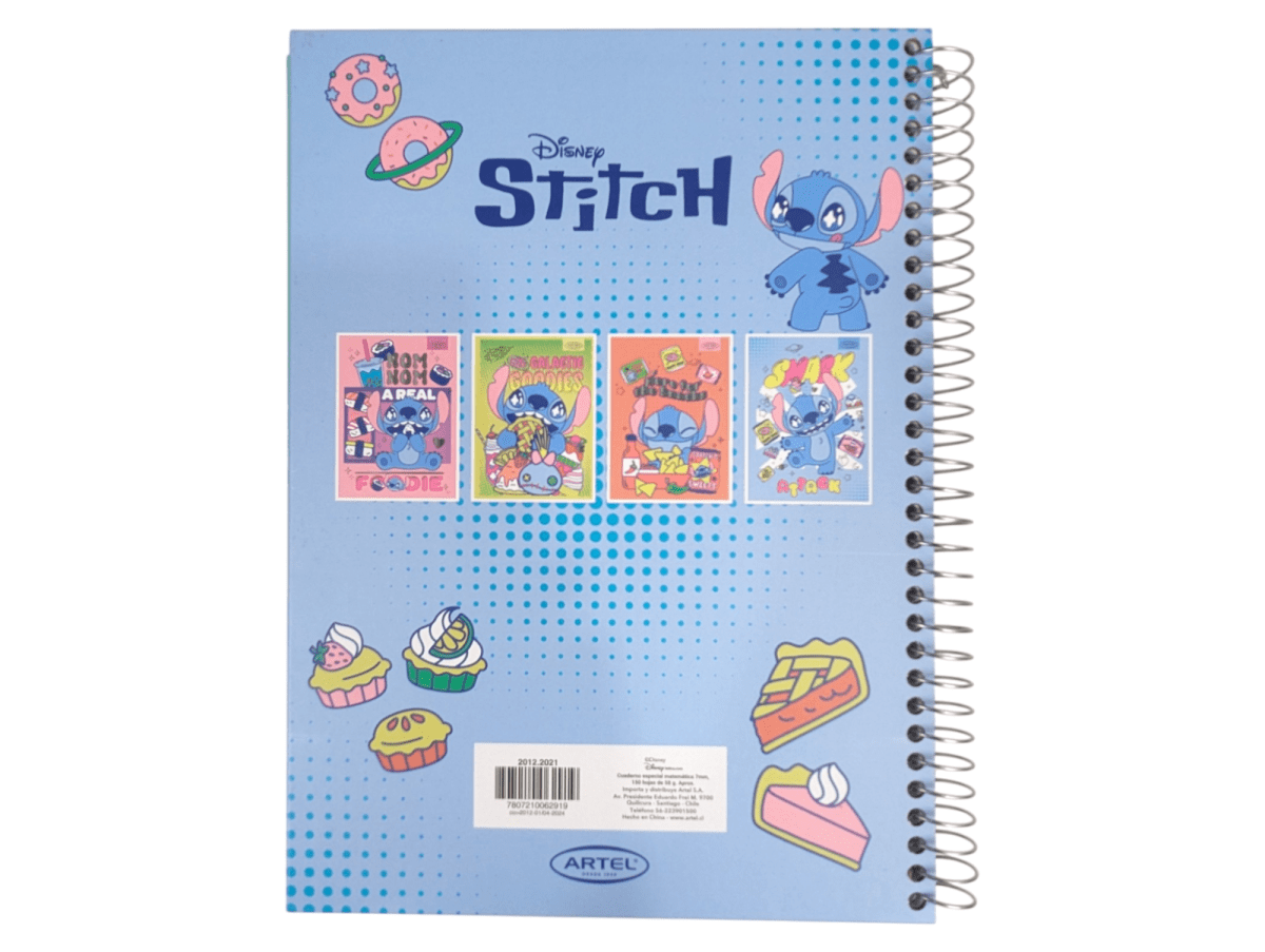CUADERNO ESPECIAL ARTEL 150 HOJAS STITCH SNACK ATTACK TAMAÑO CARTA5