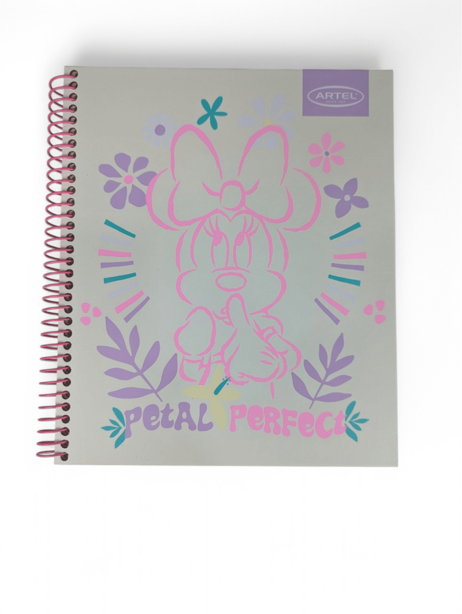 CUADERNO MINNIE ARTEL PETAL PERFECT: ESCOLAR, ESPIRAL SIMPLE, 120 HOJAS, DISEÑO FLORAL1