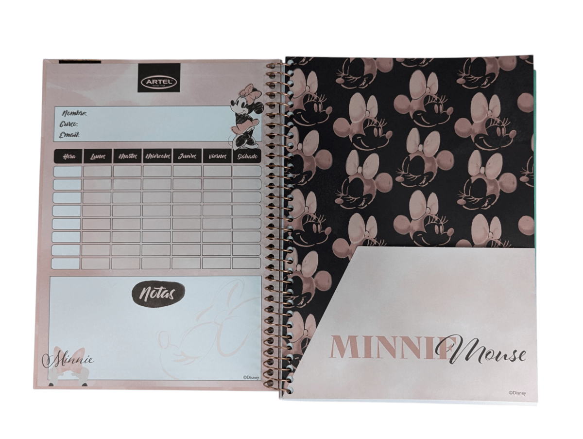 CUADERNO ESPECIAL ARTEL MINNIE MOUSE GOLD ROSE: 150 HOJAS, CUADRICULADO 7 mm, DISEÑO ELEGANTE3