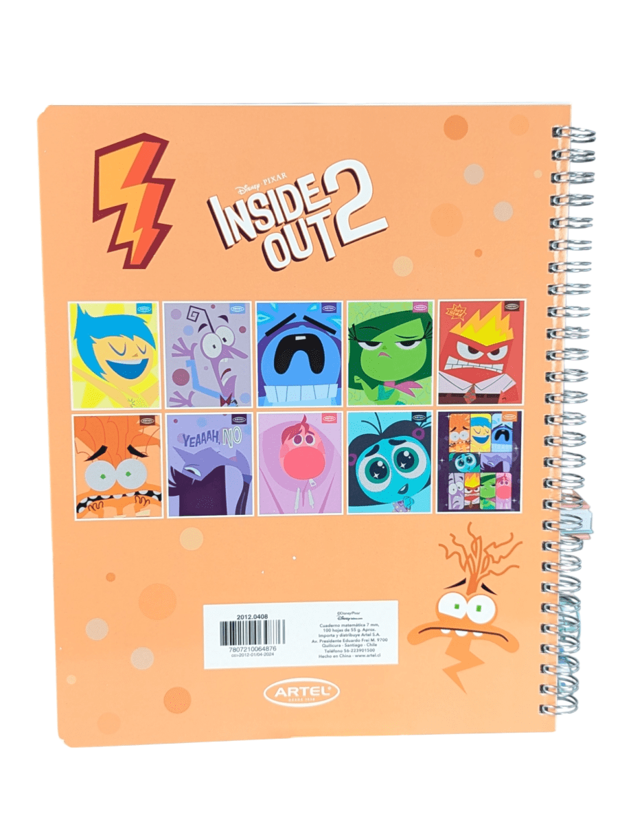 CUADERNO UNIVERSITARIO DOBLE ESPIRAL 100 HOJAS ARTEL INTENSAMENTE ANSIEDAD: CUADRICULADO 7 mm2