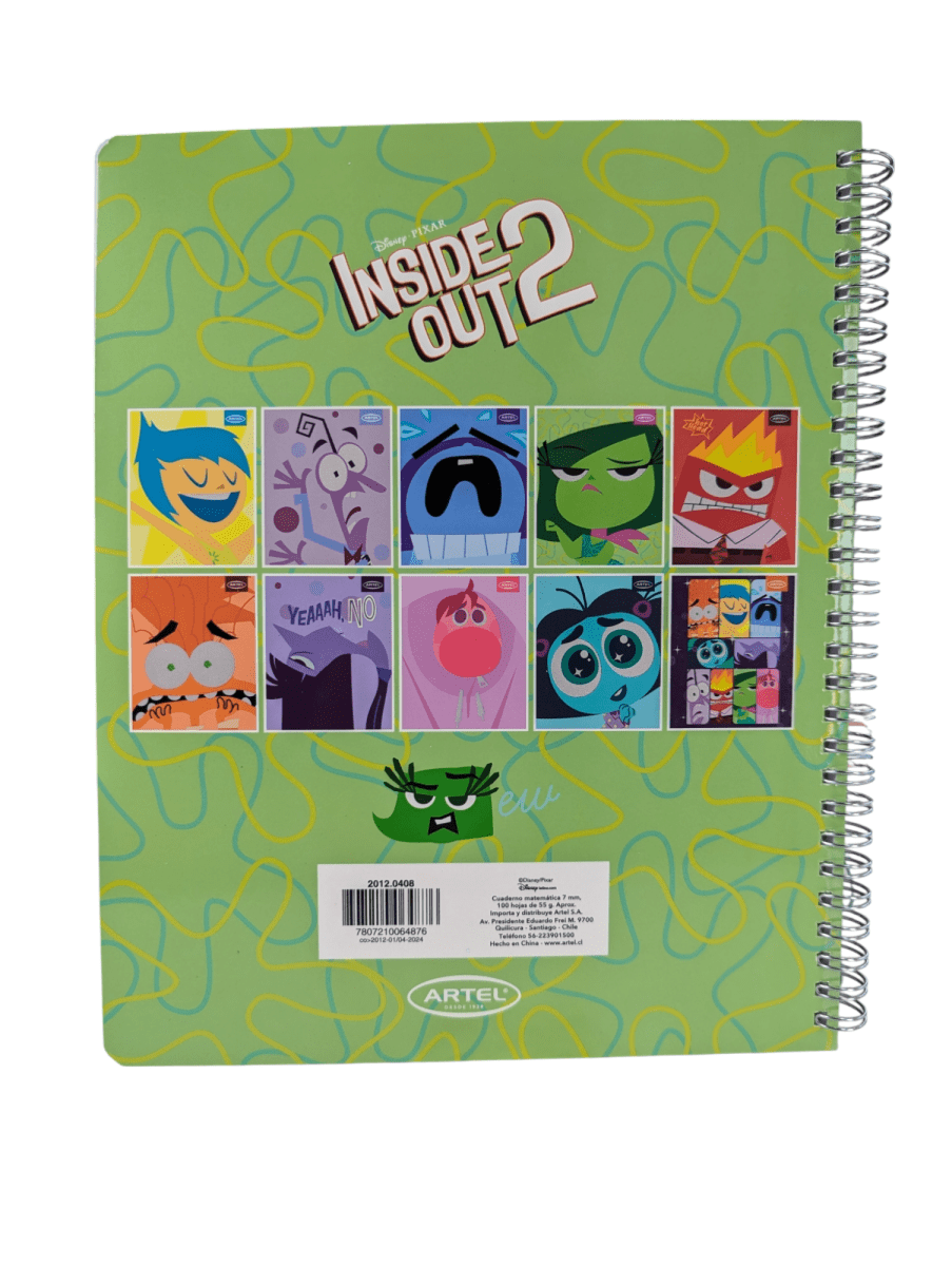 CUADERNO UNIVERSITARIO DOBLE ESPIRAL ARTEL INTENSAMENTE DESAGRADO: 100 HOJAS, CUADRICULADO 7 mm2