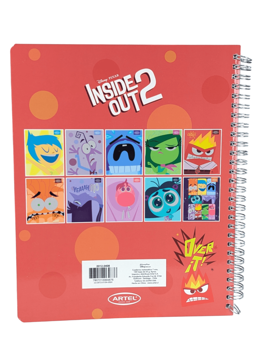 CUADERNO UNIVERSITARIO DOBLE ESPIRAL ARTEL INTENSAMENTE FURIA: : 100 HOJAS, CUADRICULADO 7 mm2